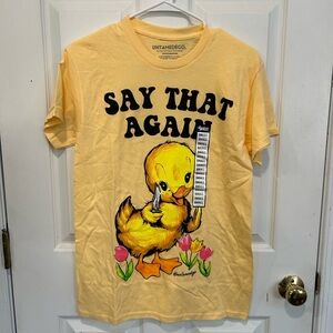 Hot Topic Yellow Graphic T-Shirt with Duck Print